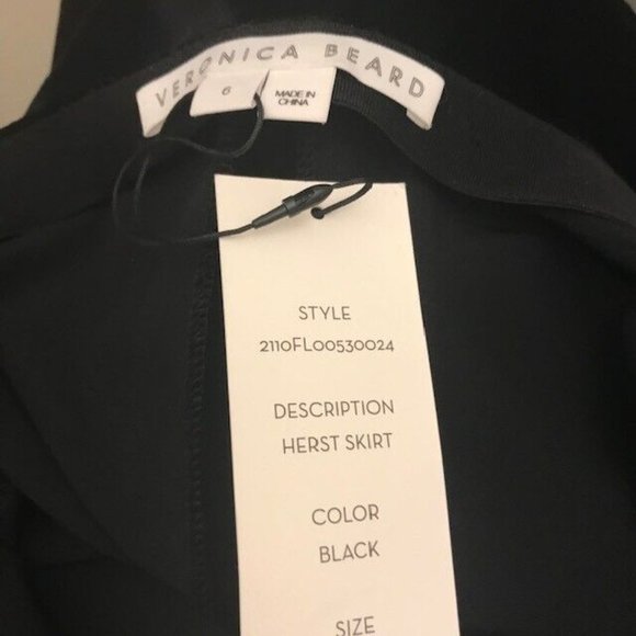 VERONICA BEARD Midi Skirt Herst Black Velvet Rushed Size 6 New Tag $495 - Picture 7 of 7